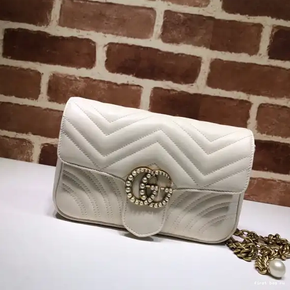 Firstbag ru Pearl GUCCI Chain Marmont GG Belt Bag 0625